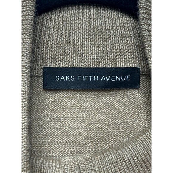 Saks Fifth Avenue Men's Camel Tan Beige Wool Blend 1/4 Zip Pullover Sweater Sz L - Picture 3 of 10